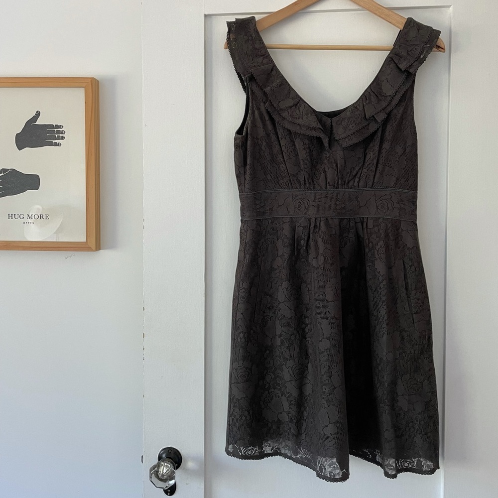 Anthropologie Maeve Grey Lace Dress